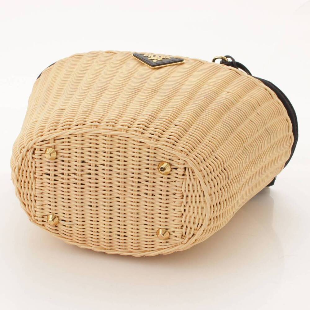 Prada Rattan Handbag Straw Tan Woven Bag Wicker Natural - Picture 4 of 9